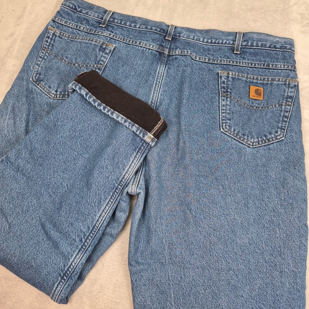 Carhartt Fleece Lined Jeans B155 DST Mens 46x32 Relaxed Fit Blue Made in USA